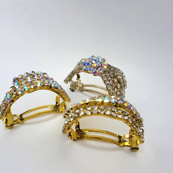 Crystal Hair Clips Hair Accessories Sparkling Silver Hair Accessory - Set of 3 - Picture 7 of 16